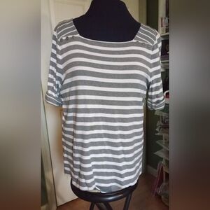 Woman's grey & white striped blouse by Croft&Barrow,       size XXL